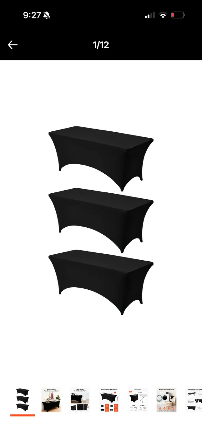 Black Spandex Cocktail Table Covers rental example
