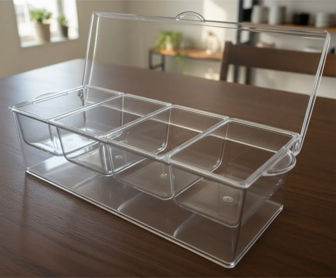 Clear Acrylic Garnish Tray available party rental item from HD Party Supplies