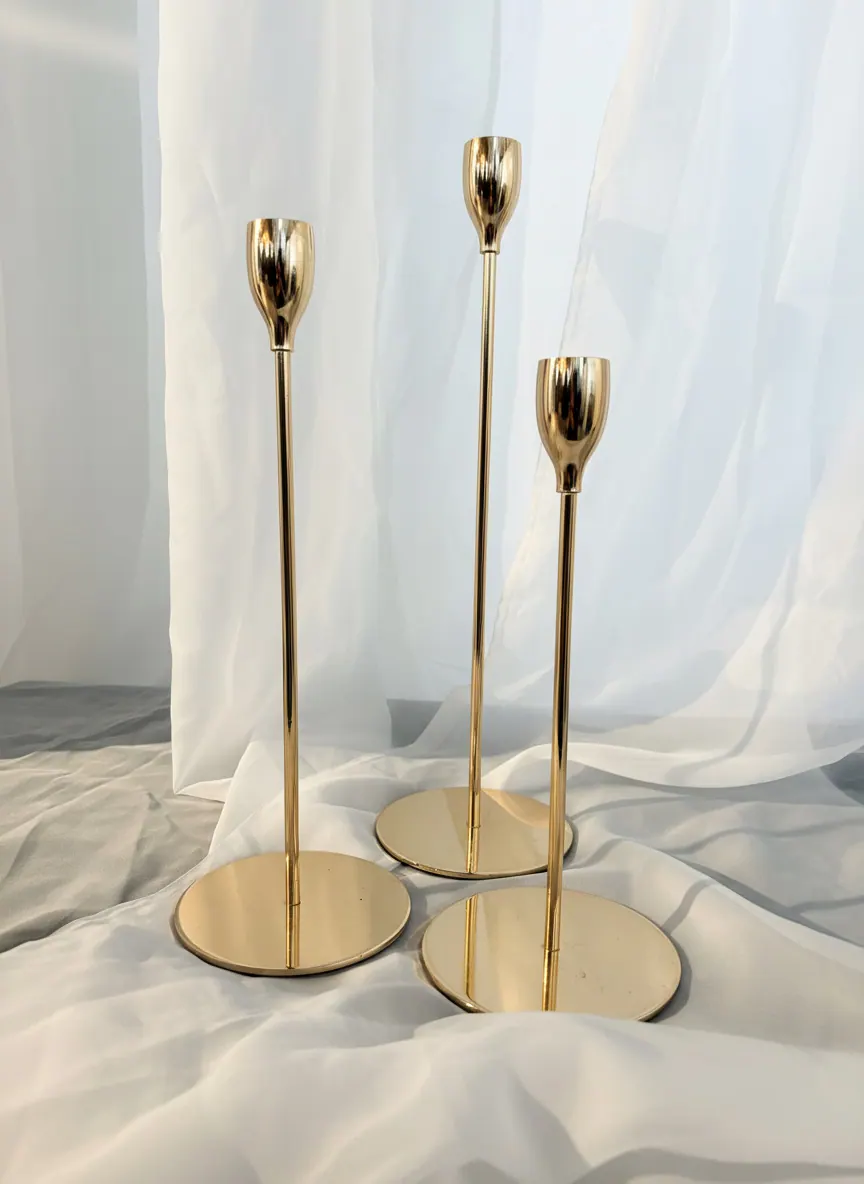 Gold Taper Candle Holder Set rental example